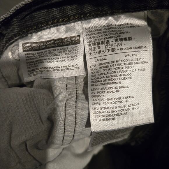 Levis 501 Skinny Jean Black Button Fly distressed Big E 24x28 women - Picture 8 of 10